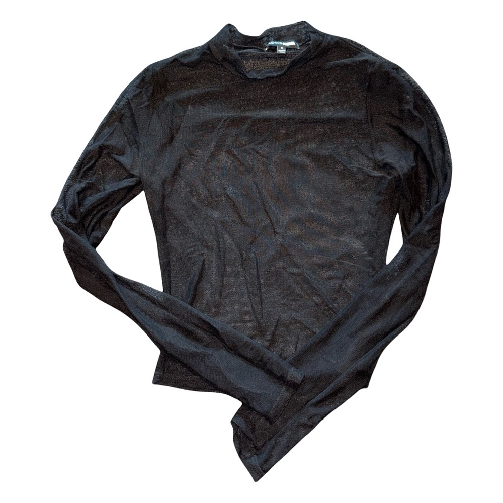 🖤 Sheer Black Long Sleeve Top (Size S, Fits XS Best)